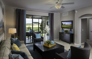 Augusta Model Living Room and Patio at ChampionsGate